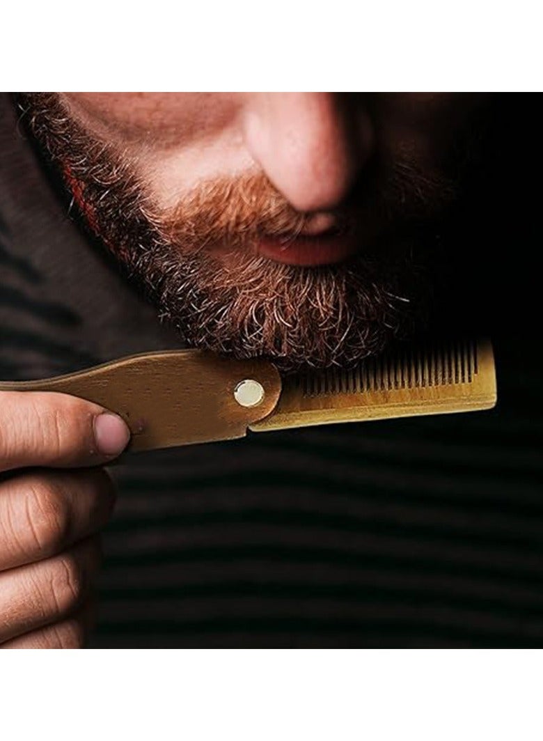 REDAPRO Folding Beard Comb for Men, All Natural Wooden Beard Comb ,Green Sandalwood Comb for Grooming & Combing Hair, Beards and Mustaches  - Image 4