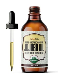 BodyJ4You BodyJ4You Organic Jojoba Oil - Hair Face Skin Gua Sha Oil Face Massage Dermaplaning - Cold Pressed 100% Pure Natural Hexane Free - Base Carrier Oil - 2 Fl Oz  - Image 1