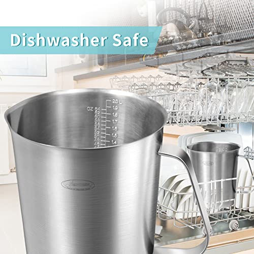 Newness Measuring Cup, [Upgraded, 3 Measurement Scales, Including Cup Scale, ML Scale, Ounce Scale], Newness Stainless Steel Measuring Cup with Marking with Handle, 64 Ounces (2.0 Liter, 8 Cup) - Image 5