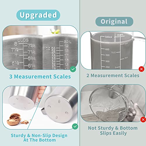 Newness Measuring Cup, [Upgraded, 3 Measurement Scales, Including Cup Scale, ML Scale, Ounce Scale], Newness Stainless Steel Measuring Cup with Marking with Handle, 64 Ounces (2.0 Liter, 8 Cup) - Image 3