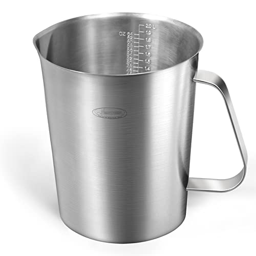 Newness Measuring Cup, [Upgraded, 3 Measurement Scales, Including Cup Scale, ML Scale, Ounce Scale], Newness Stainless Steel Measuring Cup with Marking with Handle, 64 Ounces (2.0 Liter, 8 Cup) - Image 1