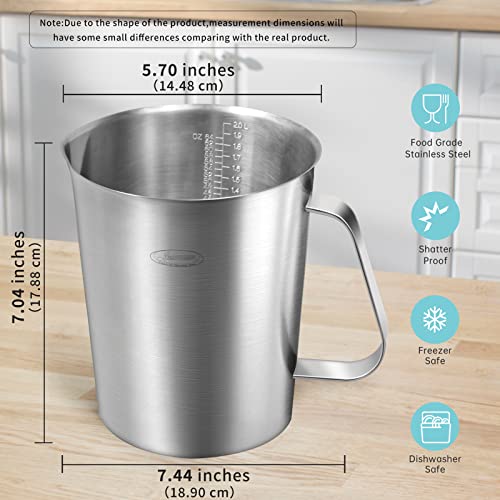 Newness Measuring Cup, [Upgraded, 3 Measurement Scales, Including Cup Scale, ML Scale, Ounce Scale], Newness Stainless Steel Measuring Cup with Marking with Handle, 64 Ounces (2.0 Liter, 8 Cup) - Image 4