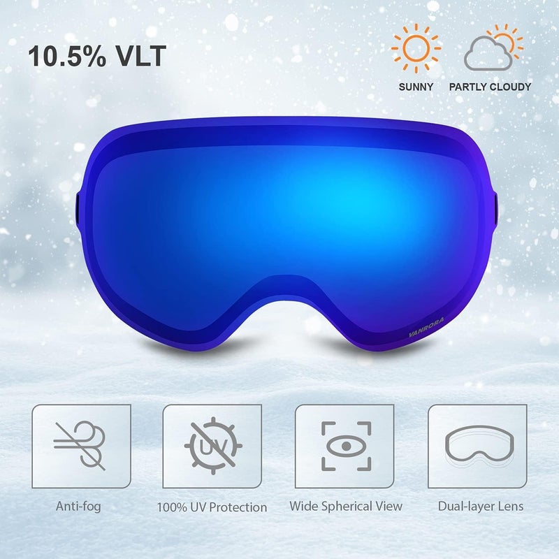 VANRORA X-Mag Ski Goggles Replacement Lens, Extra Snowboard Goggles Lens, Anti-Fog & 100% UV Protection - Image 2