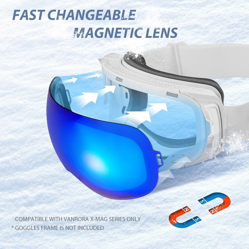 VANRORA X-Mag Ski Goggles Replacement Lens, Extra Snowboard Goggles Lens, Anti-Fog & 100% UV Protection - Image 4