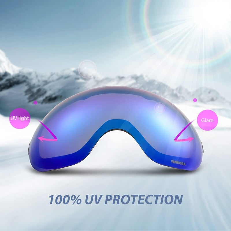 VANRORA X-Mag Ski Goggles Replacement Lens, Extra Snowboard Goggles Lens, Anti-Fog & 100% UV Protection - Image 5