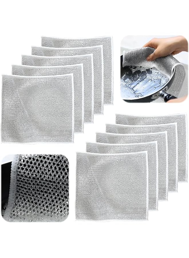 promass Wire Dishwashing Rags, 10pcs Multipurpose Wire Dishwashing Rags For Wet And Dry, Reusable Cleaning Rag Lint Free for Home Kitchen - Image 1