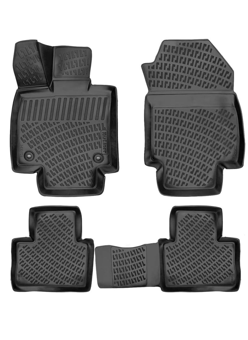 Rizline - RizLiner Toyota YARIS 2020-2024 Floor Mats 3D Custom Fit Compatible with  Car Mats Laser Measured 1st & 2nd Row Floor Liners All Weather Non-Slip (Black) - Image 1