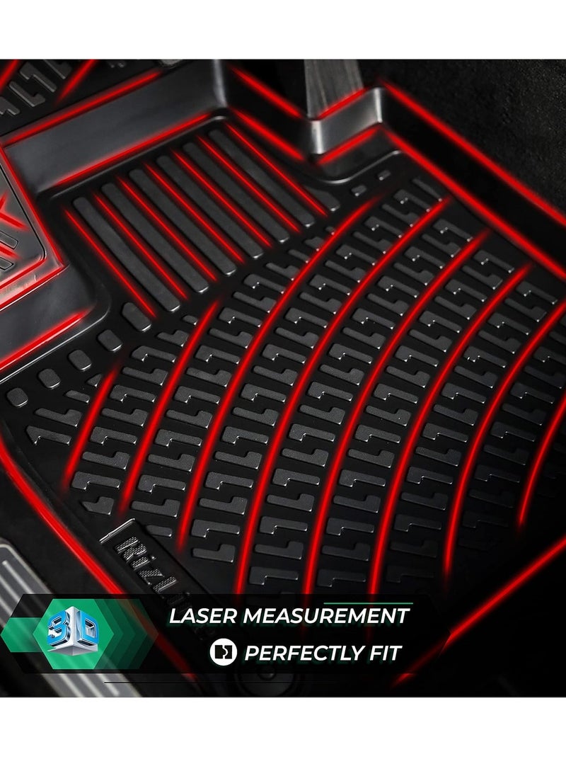 Rizline - RizLiner Toyota YARIS 2020-2024 Floor Mats 3D Custom Fit Compatible with  Car Mats Laser Measured 1st & 2nd Row Floor Liners All Weather Non-Slip (Black) - Image 1