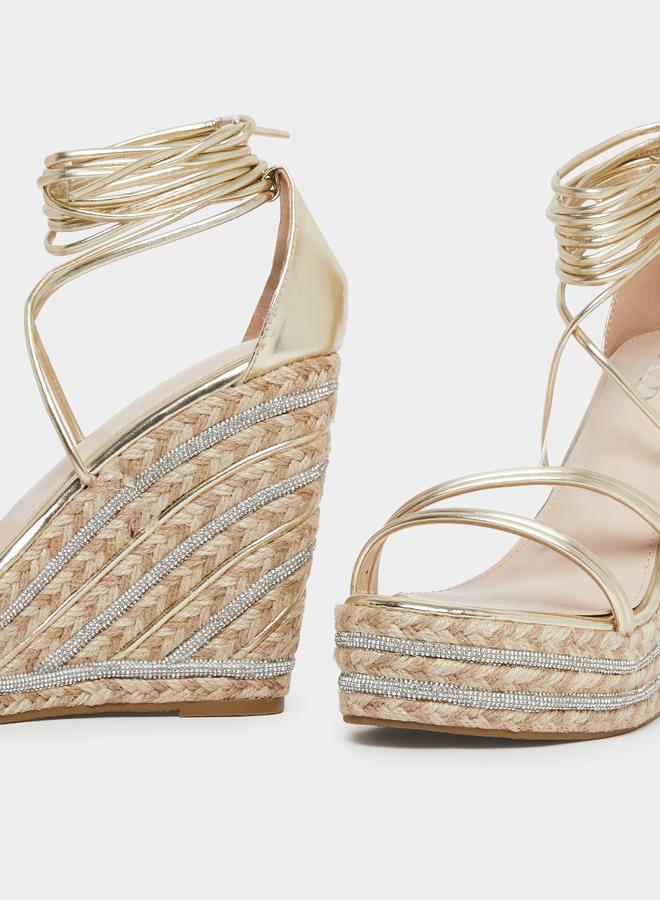 RAID Francis Strappy Tie-Up Embellished Wedge - Image 3