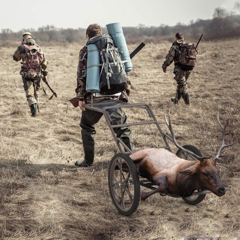 GYMAX Deer Cart, Heavy-Duty 500 lbs Folding Game Carts with 17" Big Wheels & Metal Frame, All-Terrain Hawk Crawler Deer Cart Game Hauler for Hunting - Image 2