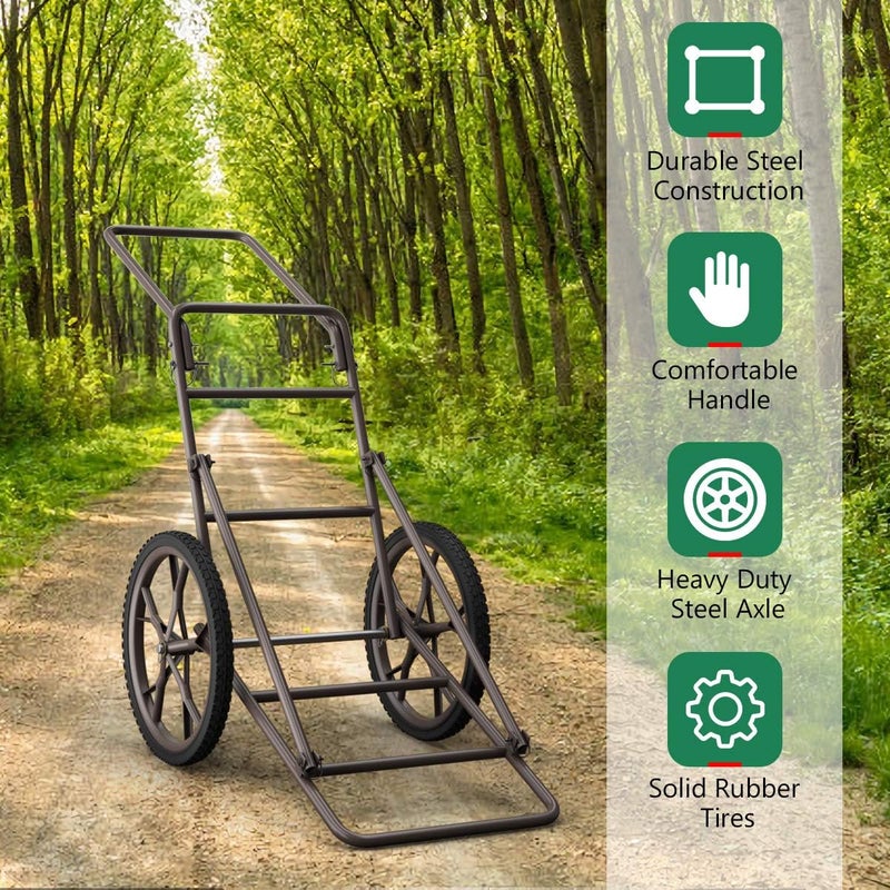 GYMAX Deer Cart, Heavy-Duty 500 lbs Folding Game Carts with 17" Big Wheels & Metal Frame, All-Terrain Hawk Crawler Deer Cart Game Hauler for Hunting - Image 5
