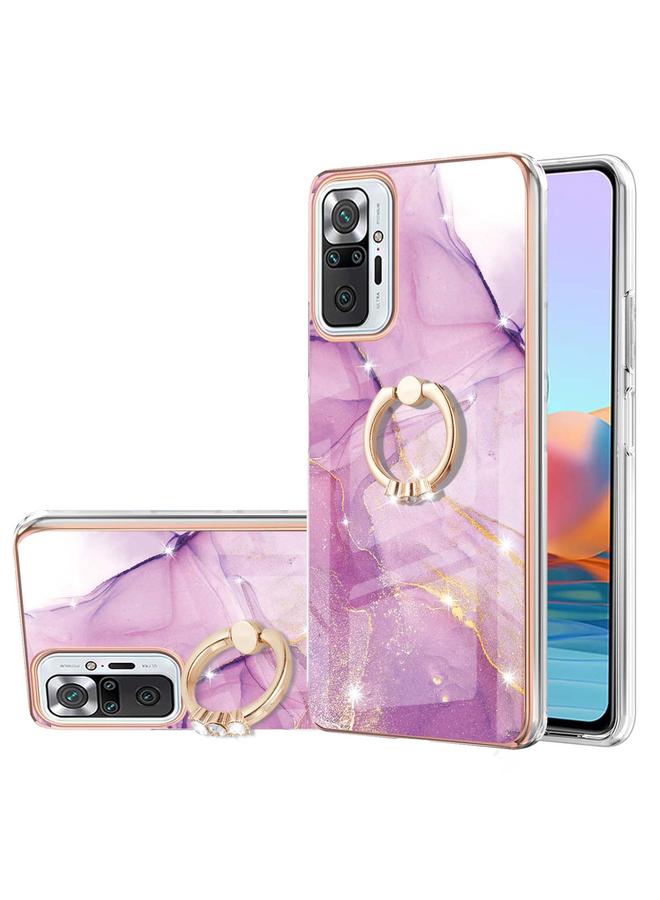 The Bros Case For Xiaomi Redmi Note 10 Pro / Note 10 Pro Max Electroplating Marble Pattern IMD TPU Shockproof Case with Ring Holder