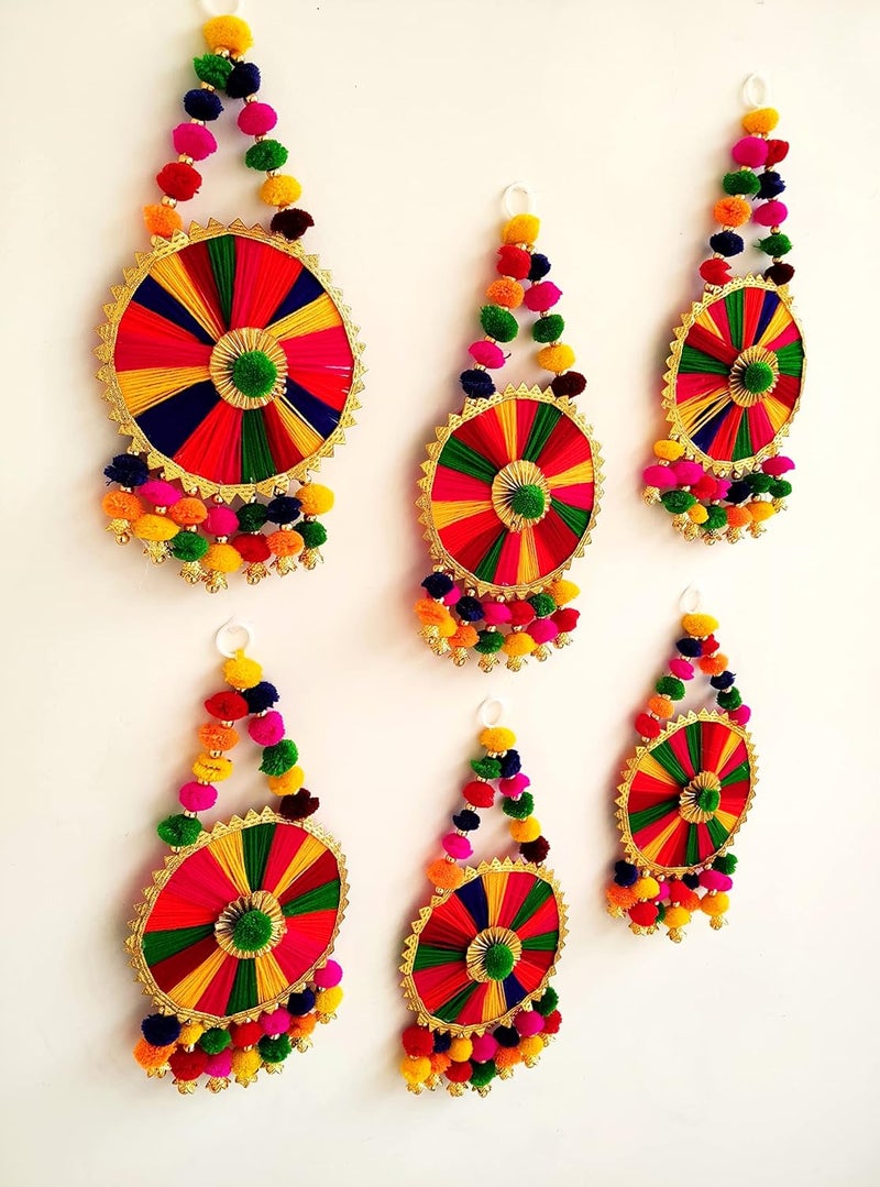 Shivgami Creation WallDoor Hanging Decoration Item for Home Decor Colourful Hangings for Wedding and Festival Decoration Pack of 4 - Image 4