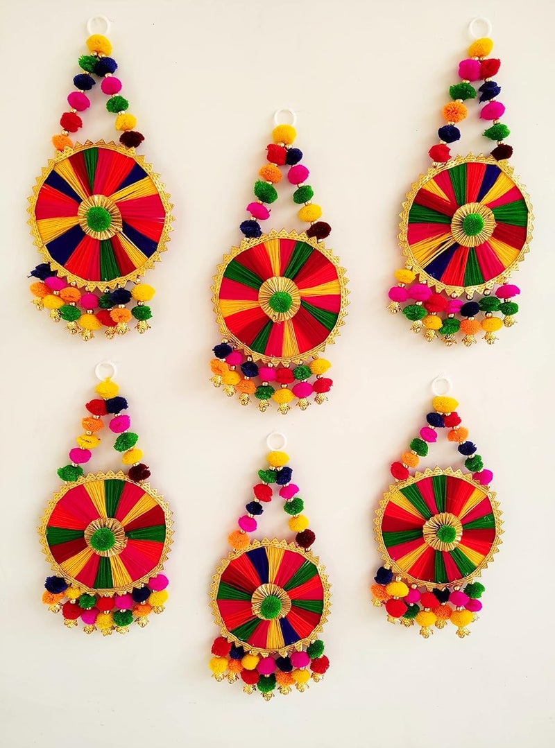 Shivgami Creation WallDoor Hanging Decoration Item for Home Decor Colourful Hangings for Wedding and Festival Decoration Pack of 4 - Image 1