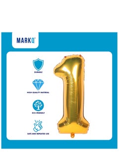 MARKQ 40 inch Number Balloons, Large Gold Foil Helium Balloons for Anniversary Wedding Birthday Party Decoration Supplies (Number 1)  - Image 3