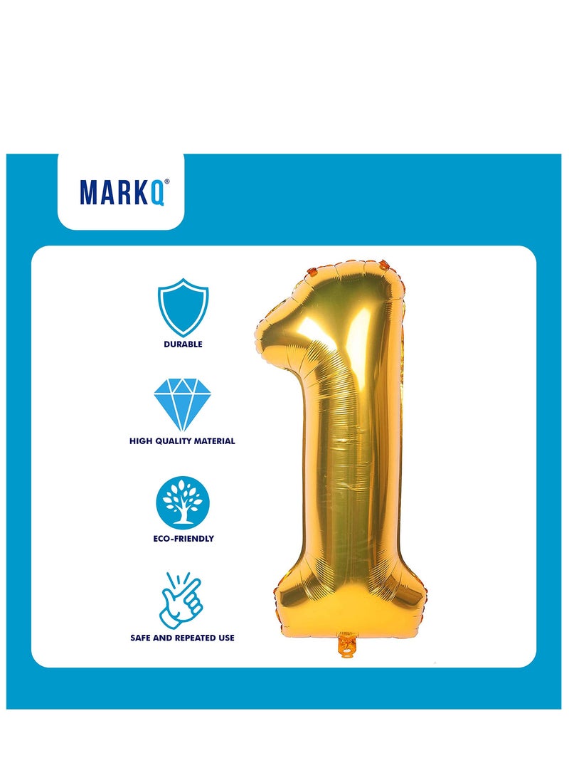 MARKQ 40 inch Number Balloons, Large Gold Foil Helium Balloons for Anniversary Wedding Birthday Party Decoration Supplies (Number 1)  - Image 3