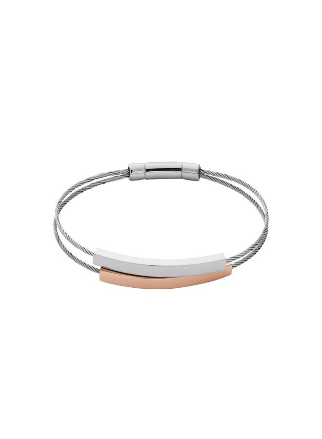 Skagen Women's Merete Rose-Tone Brilliant Mesh Cable Bracelet - Image 1