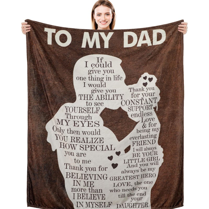 NEWLIGHTURE Dad Blanket Gift from Daughter 50x60 Cozy Flannel Throw Perfect for Fathers Day Birthday