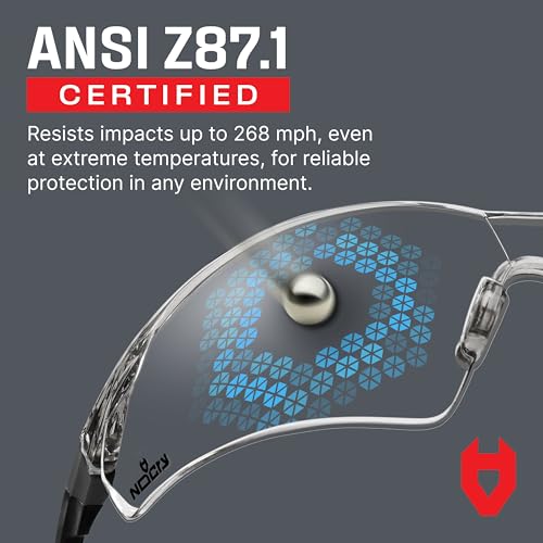 NoCry نظارات NoCry الشفافة للرماية للرجال مع عدسات مقاومة للضباب والخدوش — نظارات أمان ANSI Z87 للرجال مع أذرع وأنف قابلة للتعديل — حماية 100% من الأشعة فوق البنفسجية للعيون أثناء الرماية - Image 3
