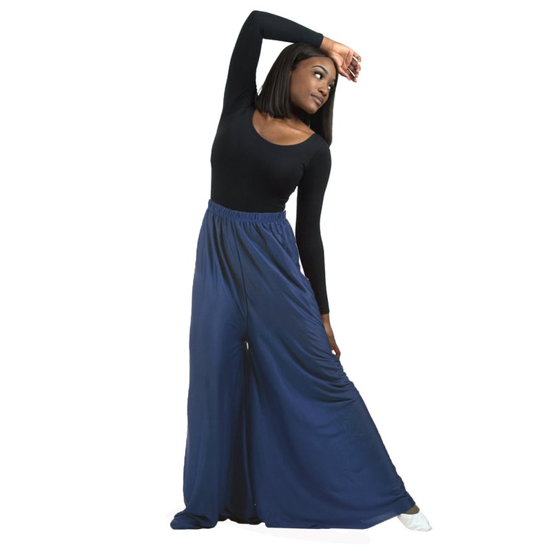 Danzcue Womens Celebration of Spirit Palazzo Pants, Navy, MA - Image 2