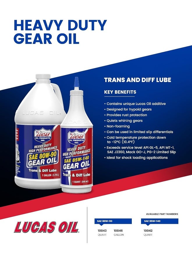 LUCAS OIL زيت التروس الثقيلة Lucasoil LUC10042 SAE 85W-140-1 كوارت  - Image 3