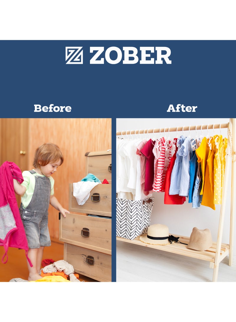 ZOBER Plastic Baby Hangers Toddler Hangers Kids Hangers Non Slip Space Spacing Durable & Slim, Light-Weight Childrens Hangers For Shirts, Pants, Dresses Hangs upto 5.5 lbs (WHITE, 100 PACK) - Image 4
