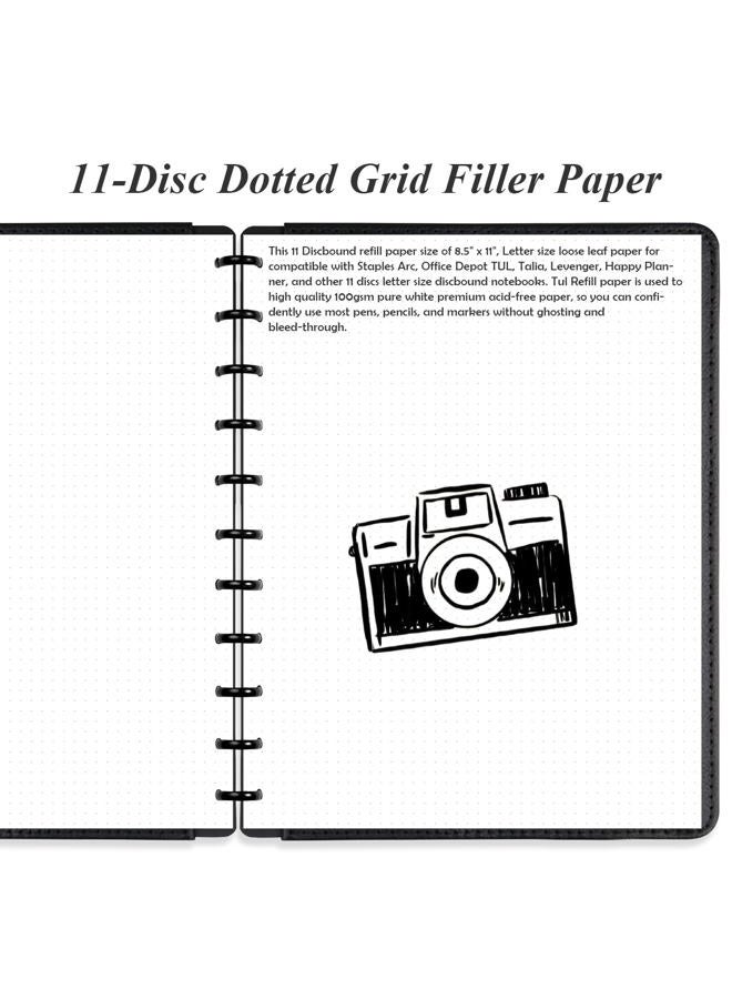 Yaridar A4 TUL Discbound Dotted Refill Paper, 11-Disc Dot Grid Filler Paper, 100Sheets / 200Pages Loose-Leaf Paper, 100gsm White Paper, 8.5'' x 11'' - Image 2