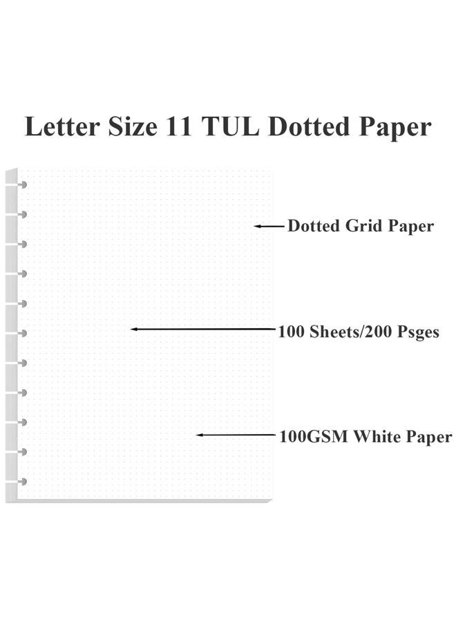 Yaridar A4 TUL Discbound Dotted Refill Paper, 11-Disc Dot Grid Filler Paper, 100Sheets / 200Pages Loose-Leaf Paper, 100gsm White Paper, 8.5'' x 11'' - Image 3