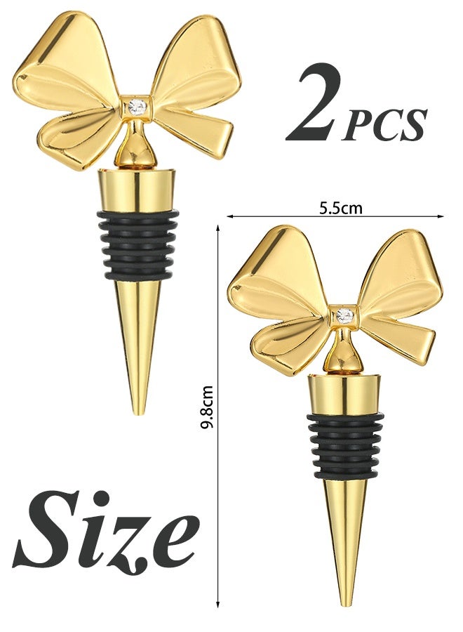 مجموعة سدادة النبيذ، سدادة زجاجة النبيذ على شكل فيونكة، عبوة من قطعتين سدادة زجاجة نبيذ على شكل فيونكة لطيفة قابلة للإزالة، فلين زجاجة مفرغة قابلة لإعادة الاستخدام مع ختم من السيليكون، اختيار رائع للهدايا، حفلة عطلة - Image 2