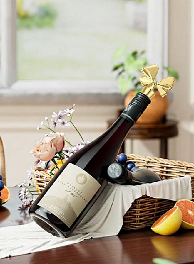 مجموعة سدادة النبيذ، سدادة زجاجة النبيذ على شكل فيونكة، عبوة من قطعتين سدادة زجاجة نبيذ على شكل فيونكة لطيفة قابلة للإزالة، فلين زجاجة مفرغة قابلة لإعادة الاستخدام مع ختم من السيليكون، اختيار رائع للهدايا، حفلة عطلة - Image 4