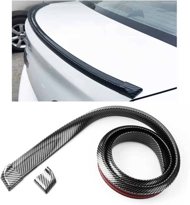 Banseko Trunk Spoiler Roof Lip Kit, 3D PU Rear Spoiler Sticker Bar With Carbon Fiber Pattern, Exterior Kit, Punch-Free Installation for Most Cars (Carbon) - Image 1