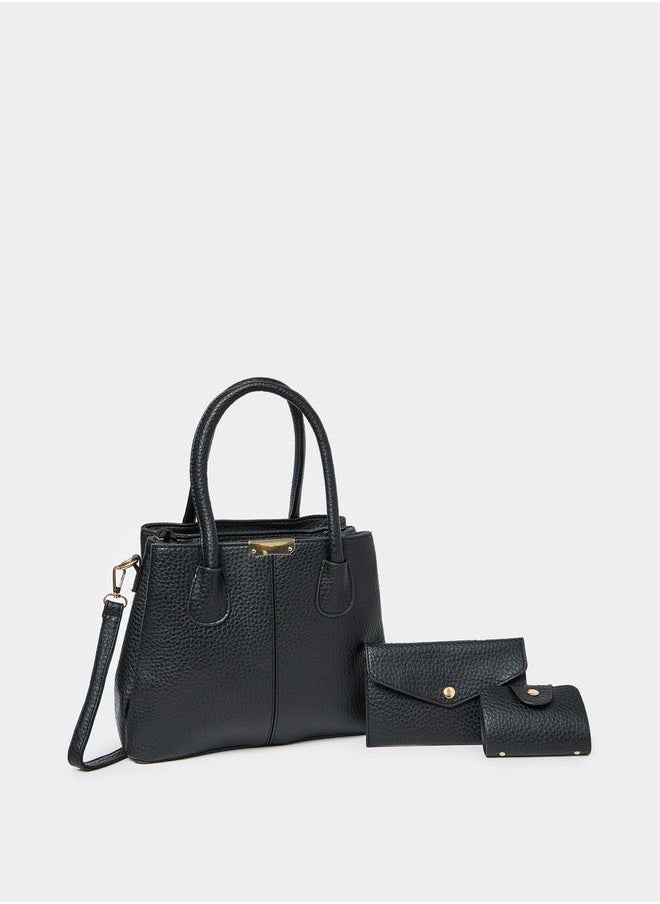 Styli Pebble Textured Handbag with Purse Set  - Image 1
