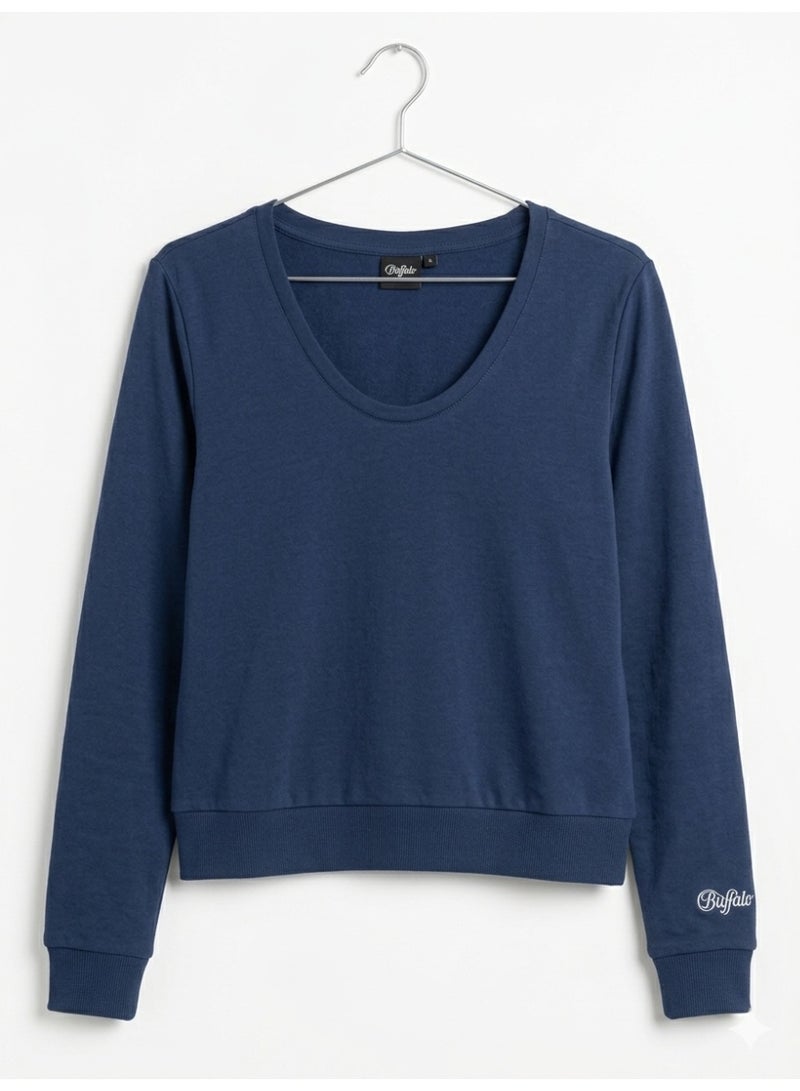 Buffalo Women’s Deep Scoop Neck Sweatshirt - Navy Blue - Image 3