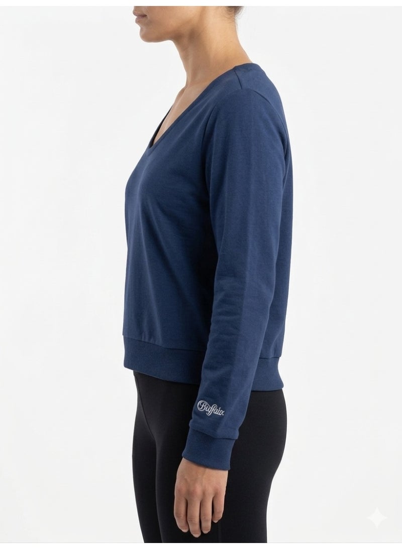 Buffalo Women’s Deep Scoop Neck Sweatshirt - Navy Blue - Image 2