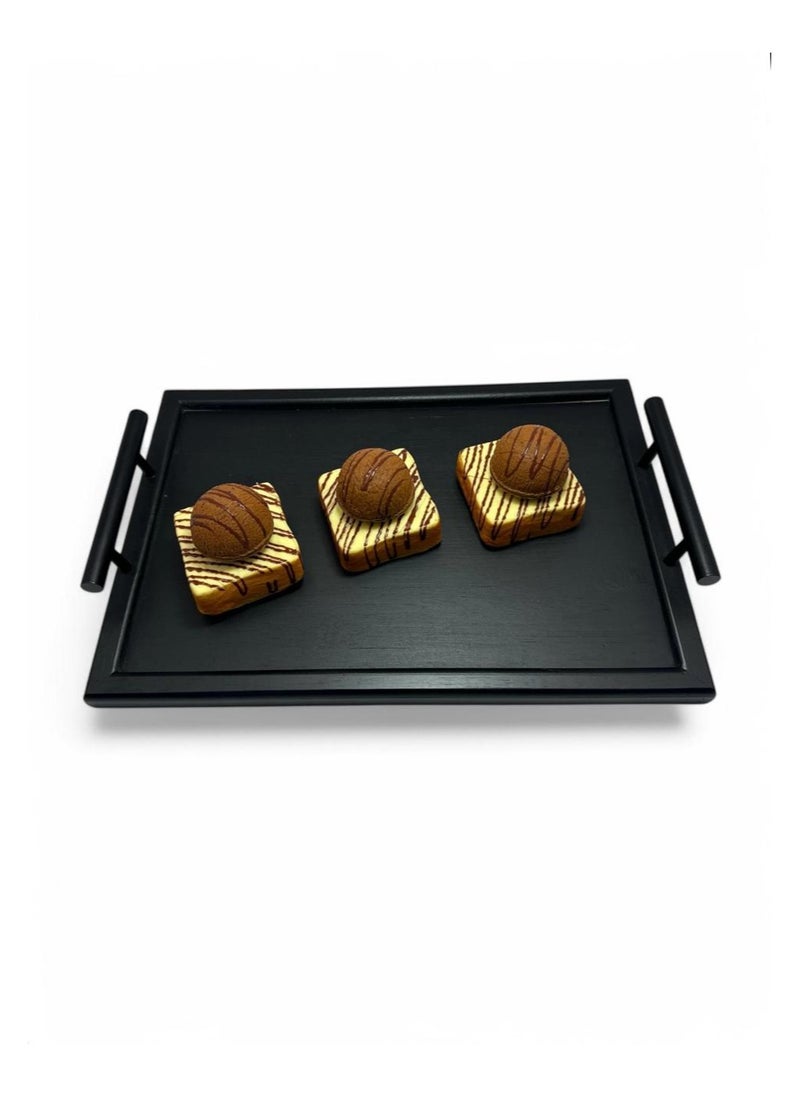 Abareek Al Safa Black serving tray with acrylic cover for serving pastries and toast, perfect design 30/45  - Image 2