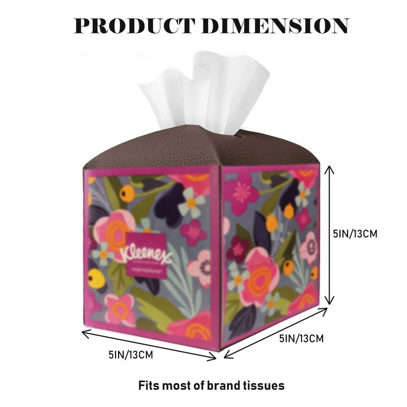 PARIERIS Tissue Box Cover Holder Square Tissue Cube Cover PU Leather Tissue Organizer with Bottom Belt for Bathroom, Tabletop, Car, Night Stands, Office, Home, Kitchen (1, CoffeeBrown) - Image 5