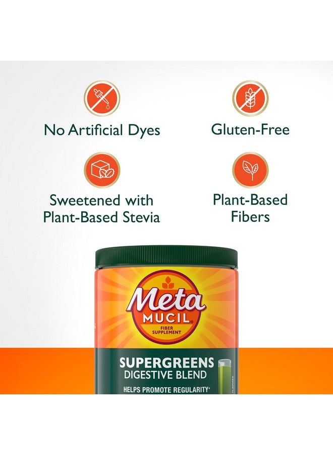 Metamucil Greens SuperFood Powder Fiber Supplement for Digestive Health* and Regularity*, Gluten Free Plant-Based Stevia, Great Taste Kiwi Apple Flavored, 3g Dietary Fiber per Serving, 42 Servings - Image 4