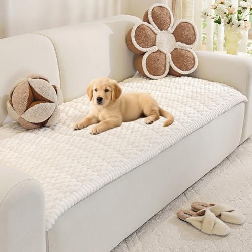 Royhom Couch Cover for Dogs Washable, Soft Thick Pet Couch Covers for Sofa, Pawcart Couch Protector Pet Friendly, Furniture Covers Dog Mat for Couches and Sofas (White, 27.6 x 42.7 Inch) - Image 1