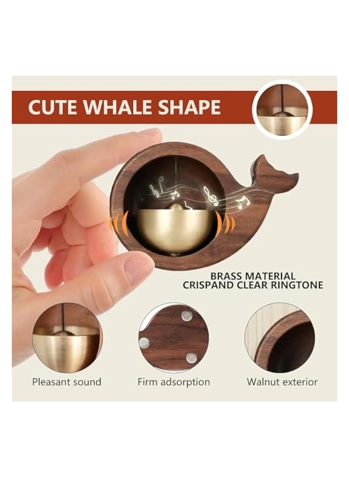 erorex Magnetic Door Chime Wooden Whale Shaped Embedded Door Bell Dopamine Bell Welcome Decorative for Home Decor, Shopkeepers Chime, 9.2x6.2x3.5cm - Image 2