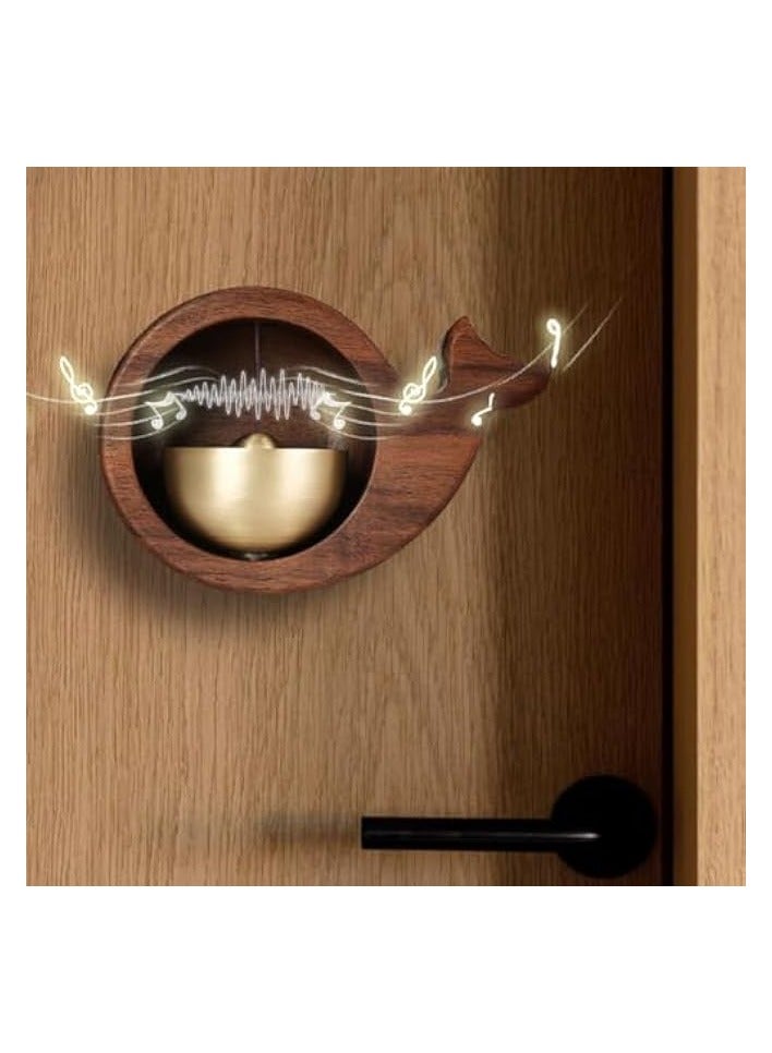 erorex Magnetic Door Chime Wooden Whale Shaped Embedded Door Bell Dopamine Bell Welcome Decorative for Home Decor, Shopkeepers Chime, 9.2x6.2x3.5cm - Image 1