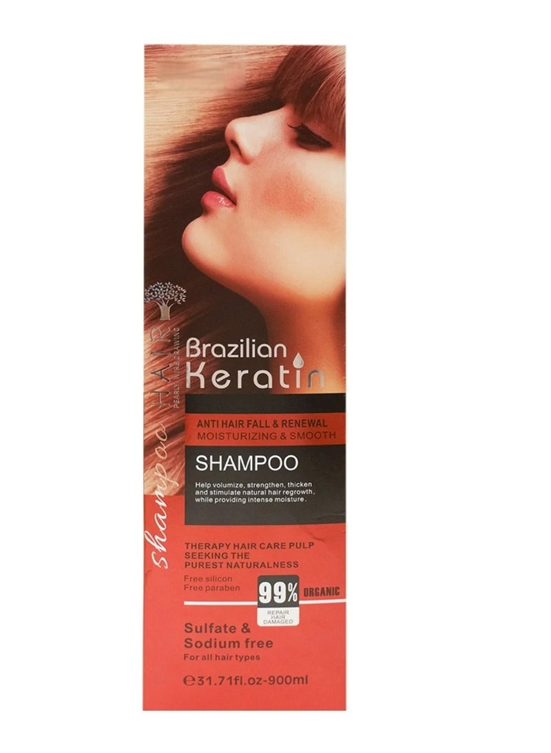 Brazilian Keratin Shampoo 900ml | Sulfate & Sodium Free | Deep Repair, Anti-Frizz & Smooth Shiny Hair Care - Image 2