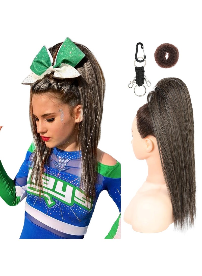 SEIKEA SEIKEA Cheer Ponytail Hair Piece 16 Espresso Straight Cheerleader Hairpiece Ponytail Extension for Cheerleader Competition Dance 