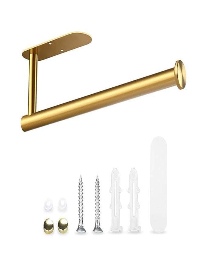 Fliverly Self Adhesive Paper Towel Holder Under Cabinet Mount, Wall Mounted Paper Towel Roll Holder for Kitchen, Bathroom, Wall - SUS304 Stainless Steel (Gold) - Image 1