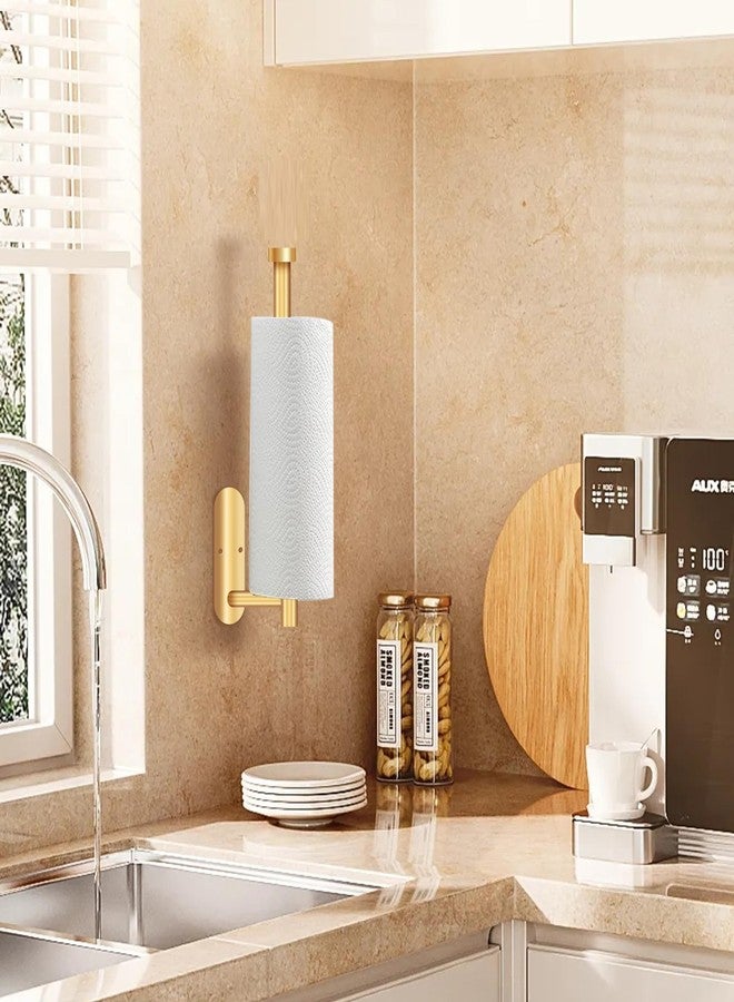 Fliverly Self Adhesive Paper Towel Holder Under Cabinet Mount, Wall Mounted Paper Towel Roll Holder for Kitchen, Bathroom, Wall - SUS304 Stainless Steel (Gold) - Image 4
