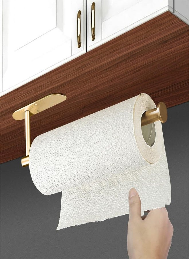 Fliverly Self Adhesive Paper Towel Holder Under Cabinet Mount, Wall Mounted Paper Towel Roll Holder for Kitchen, Bathroom, Wall - SUS304 Stainless Steel (Gold) - Image 3