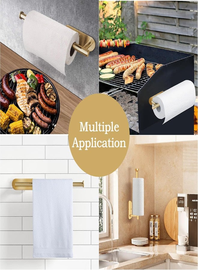 Fliverly Self Adhesive Paper Towel Holder Under Cabinet Mount, Wall Mounted Paper Towel Roll Holder for Kitchen, Bathroom, Wall - SUS304 Stainless Steel (Gold) - Image 5