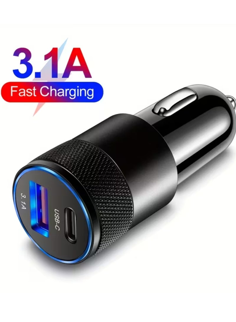 زدترون محول شاحن سيارة سريع 3.1 أمبير USB C PD قابس شحن متعدد المنافذ لجميع الهواتف الذكية شاحن سفر أنيق وخفيف الوزن ومتين - Image 1