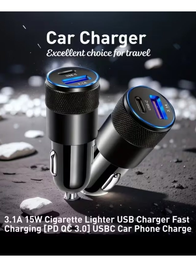 زدترون محول شاحن سيارة سريع 3.1 أمبير USB C PD قابس شحن متعدد المنافذ لجميع الهواتف الذكية شاحن سفر أنيق وخفيف الوزن ومتين - Image 4