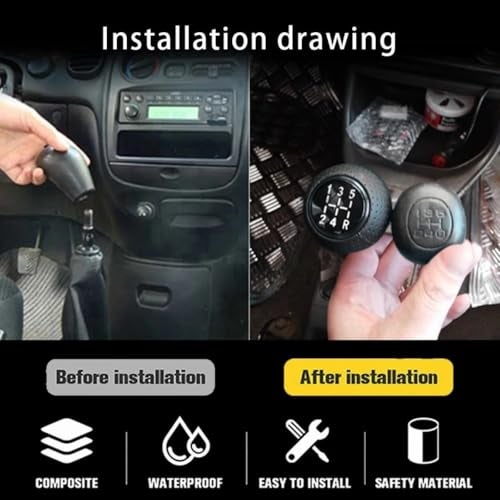 SARTE Gear Knob 5 Speed Universal Fit – Premium Round Ball Shifter Handle for Manual Cars | Anti-Slip Dotted Design with Sporty Glossy Black Ring | Gear Lever Replacement for Most Vehicles (Black) - Image 3