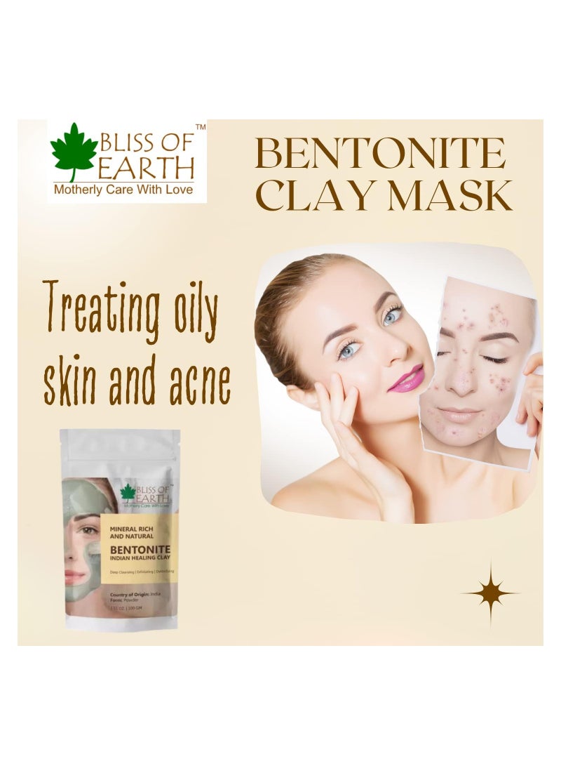 BLISS OF EARTH Bliss of Earth 100% Pure Bentonite Clay Powder Natural Detoxifying Healing Facial Mask Pack of 4  - Image 2